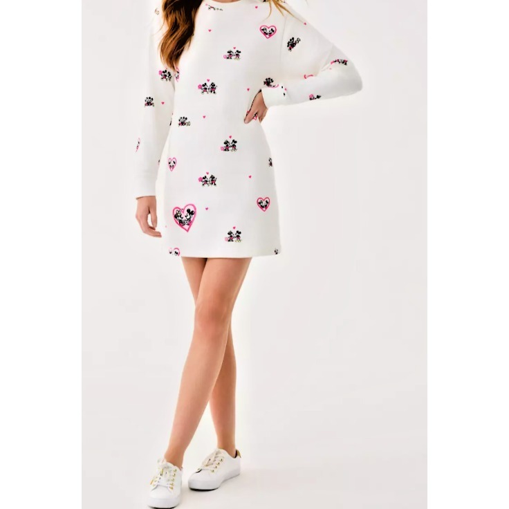 Disney Lilly Pulitzer Ballad Long Sleeve Dress S Minnie Mickey Mouse Coconut